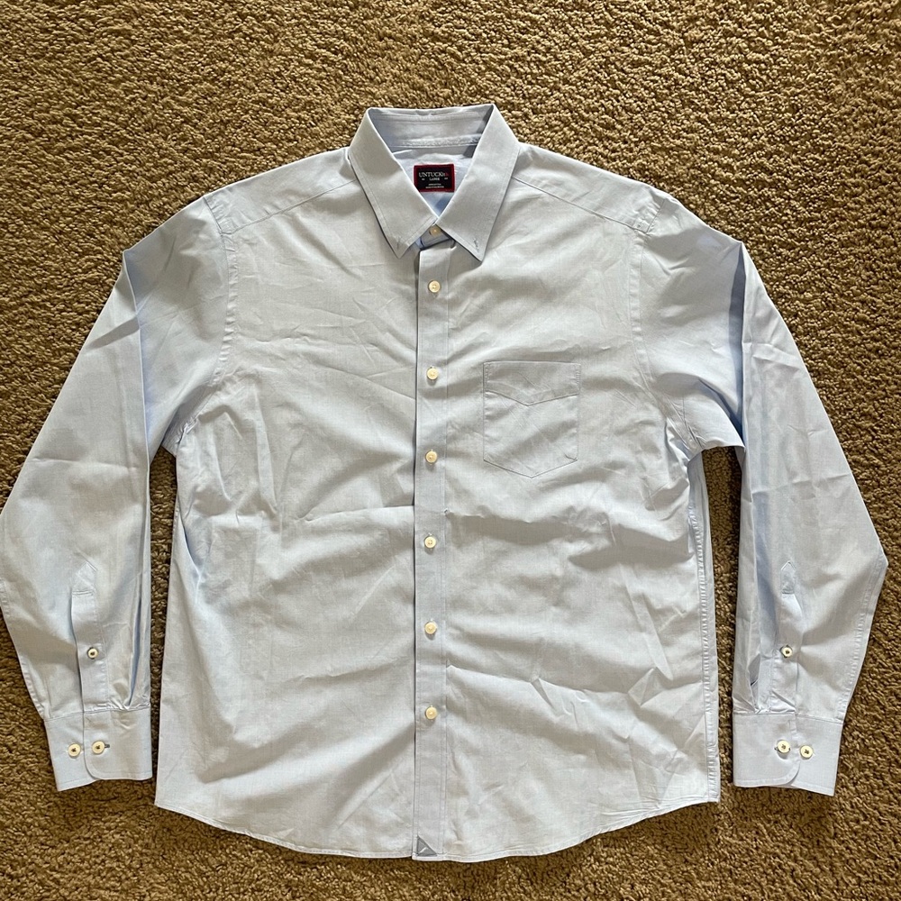 UNTUCKit Alvaro Button Down Mens Large Light Blue Preppy Casual Office Classic
